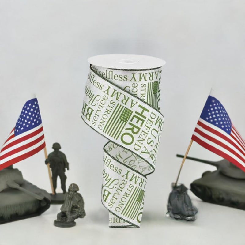 Craig Bachman 2.5 Inch United States Army Ribbon: White (10 Yards) Military Ribbon, Fabric, Bow, Crafting, Wired Edge, Gift Wrapping Ribbon - Image 3